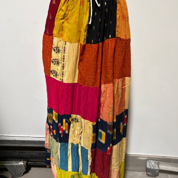 Boho Patchwork Skirt * Long Gypsy Hippie Tiered in 100% Silky Rayon * Maxi Full - Picture 5 of 6